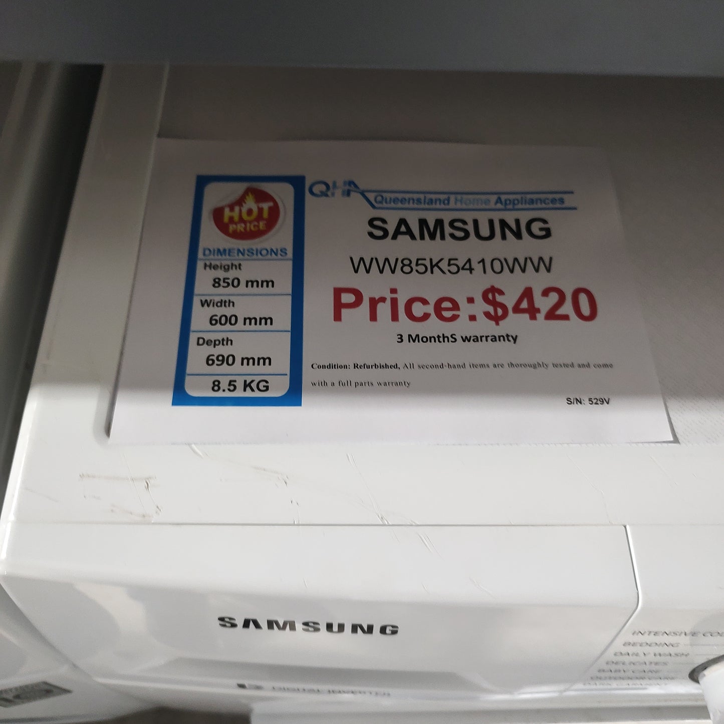 Samsung WW85K5410WW AddWash™ 8.5kg Front Load Washing Machine