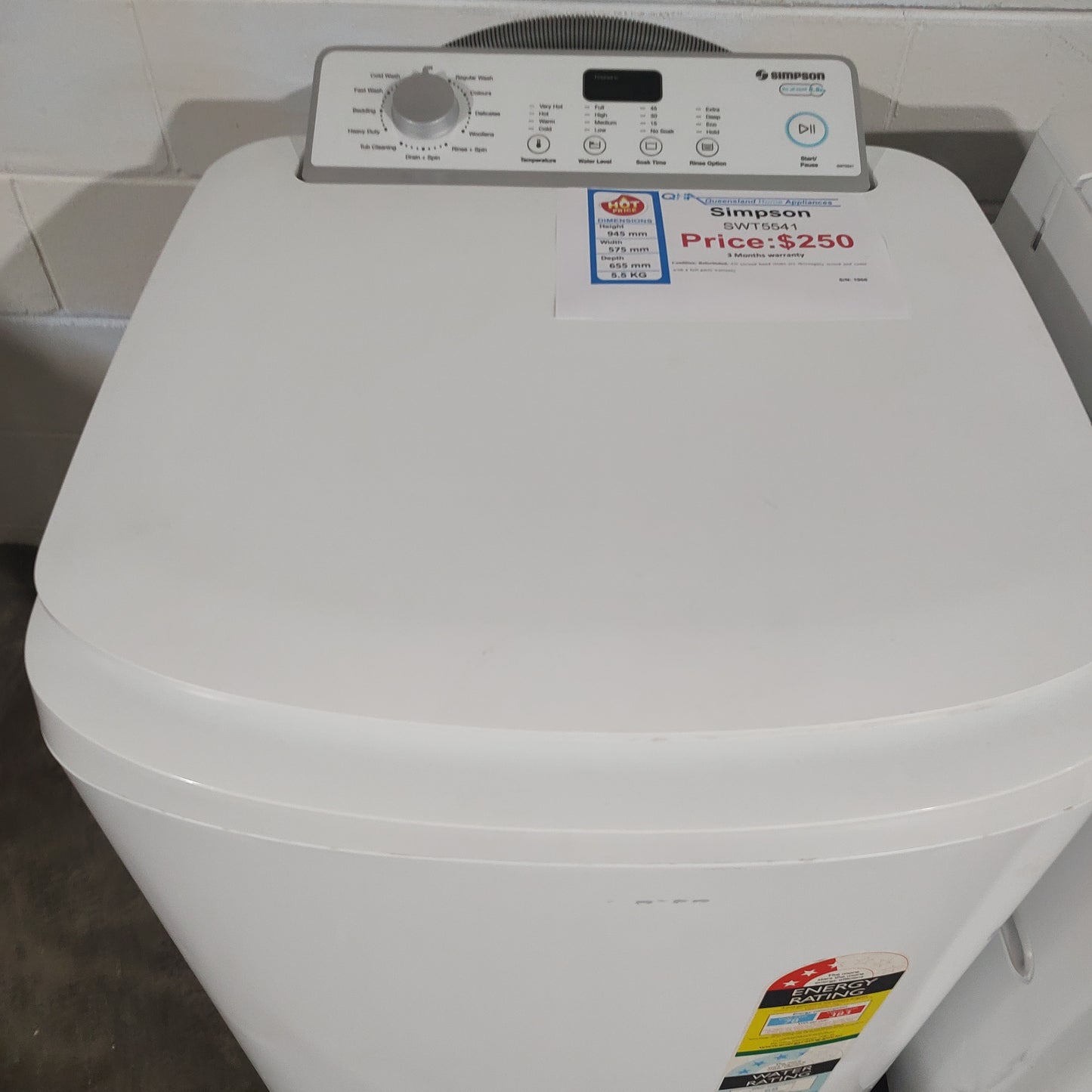 Simpson SWT5541 5.5kg EZI Top Load Washing Machine